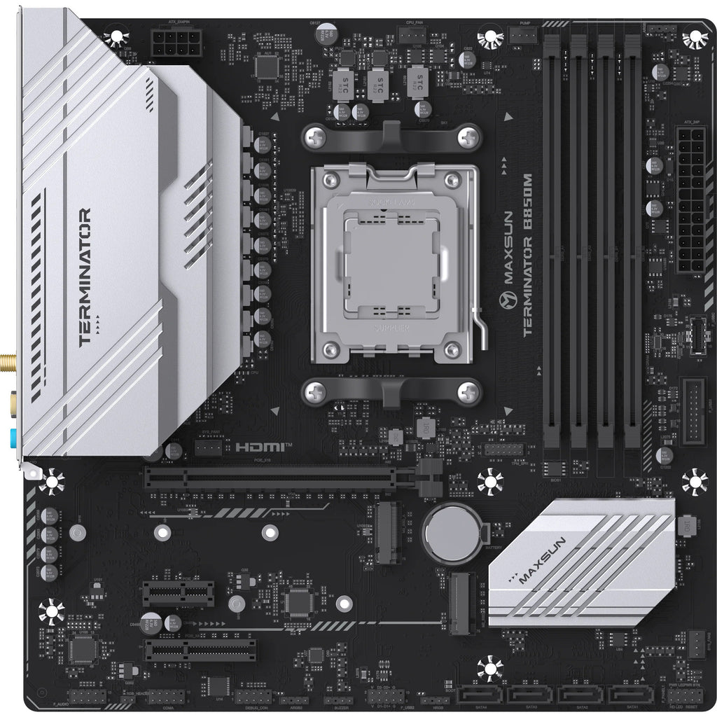 Maxsun ms-terminator b850m wifi socket am5 moederbord (zwart, raid, 2.5 gb-lan, wlan, bt, sound, µatx)