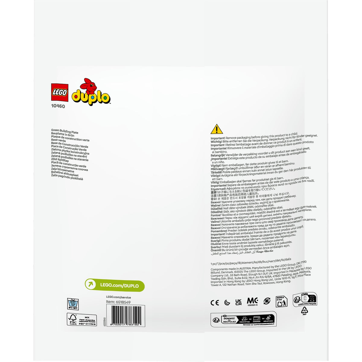 Lego duplo groene bouwplaat creatief en educatief speelgoed voor peuters 10460