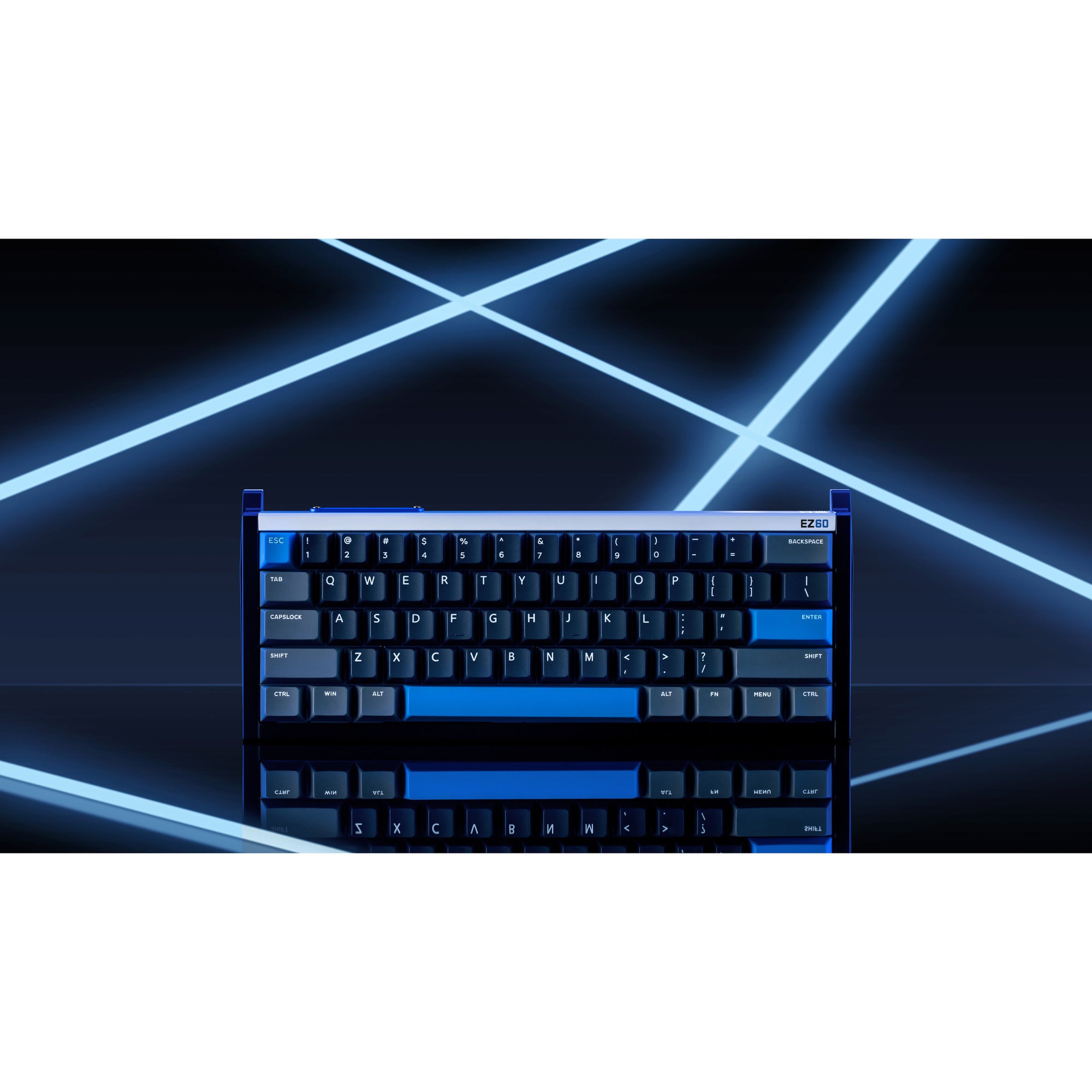 Iqunix ez60 magnetic switch gaming he keyboard, gaming toetsenbord (zwart blauw, us lay-out, us-international, gateron magnetic jade pro, 60%, rgb, double shot pbt keycaps)