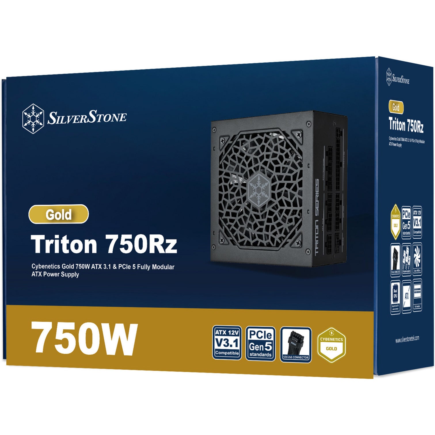 Silverstone triton 750rz modulaire 750 watt voeding (zwart, 1x 12v-2x6, 3x pcie)