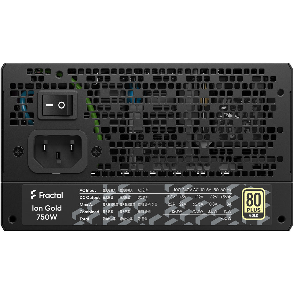 Fractal design ion gold 3 modulaire 750 watt voeding (zwart, 1x 12v-2x6, 3x pcie)
