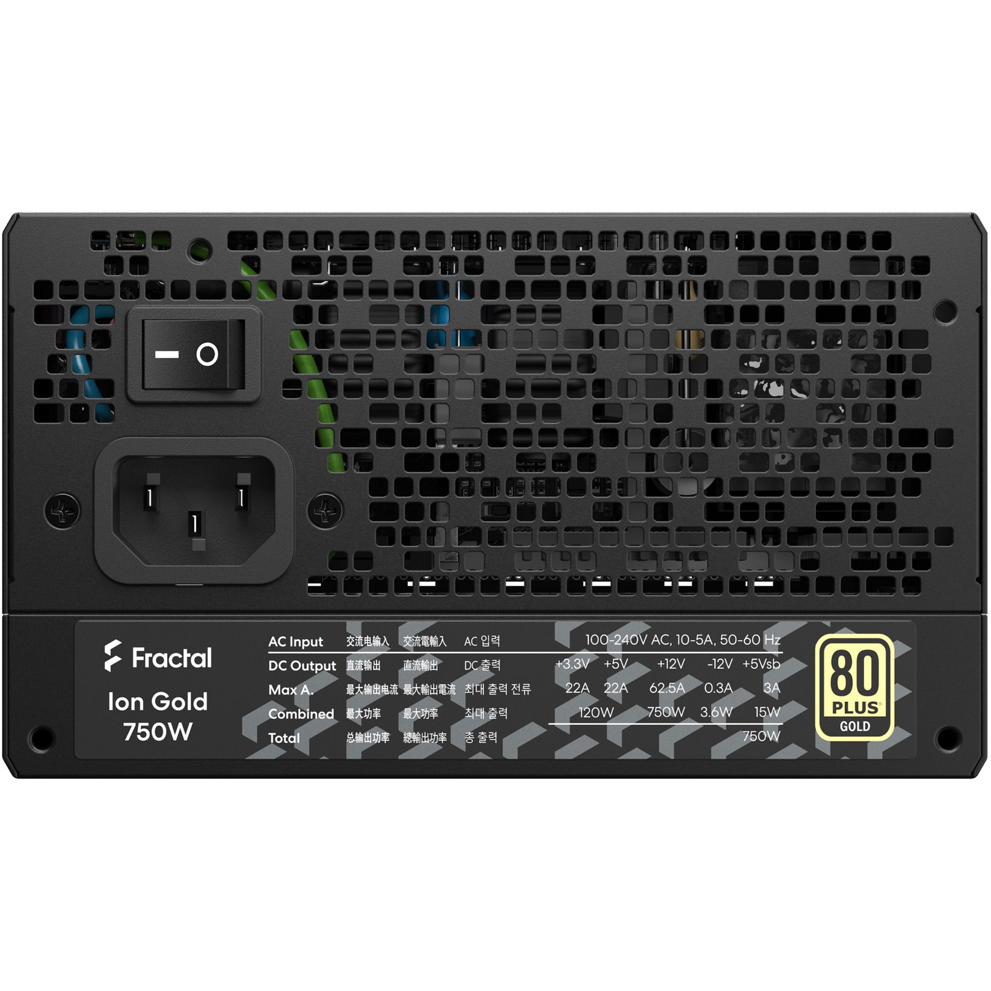 Fractal design ion gold 3 modulaire 750 watt voeding (zwart, 1x 12v-2x6, 3x pcie)