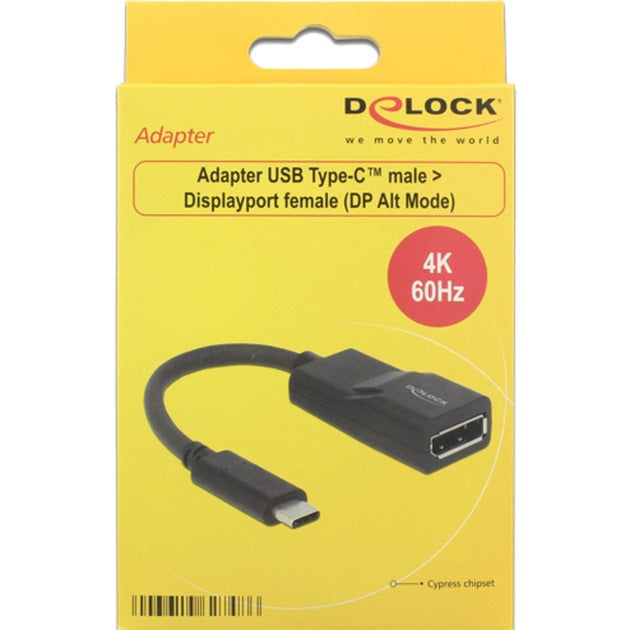 Delock usb-c > displayport adapter (zwart, dp alt mode, 4k 60 hz)