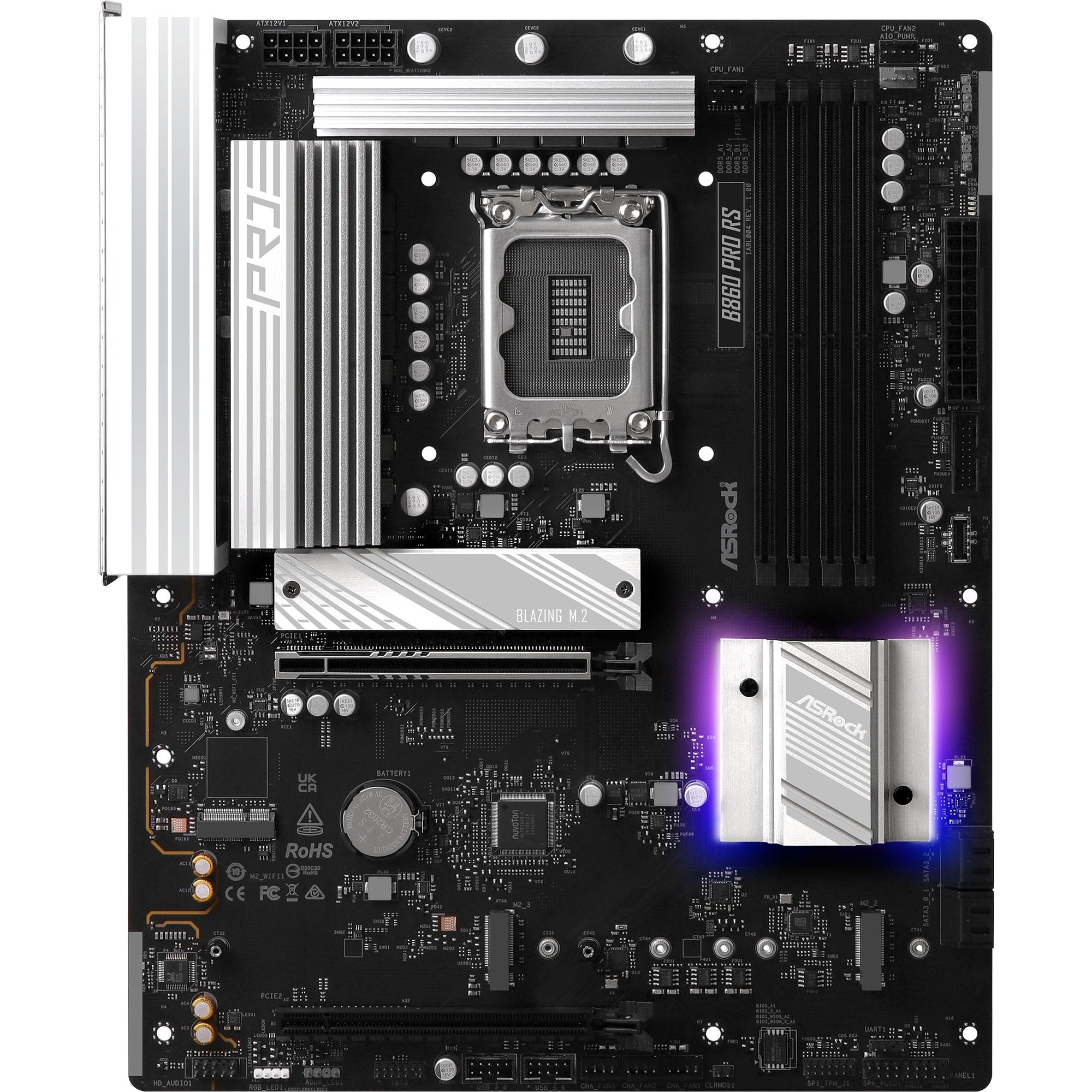 Asrock b860 pro rs socket 1851 moederbord (raid, 2.5 gb-lan, sound, atx)