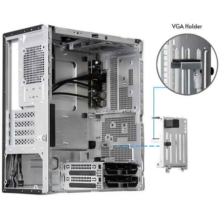 Chieftec uni bs-20b-op mini tower behuizing (zwart | 3x usb-a | 1x usb-c)