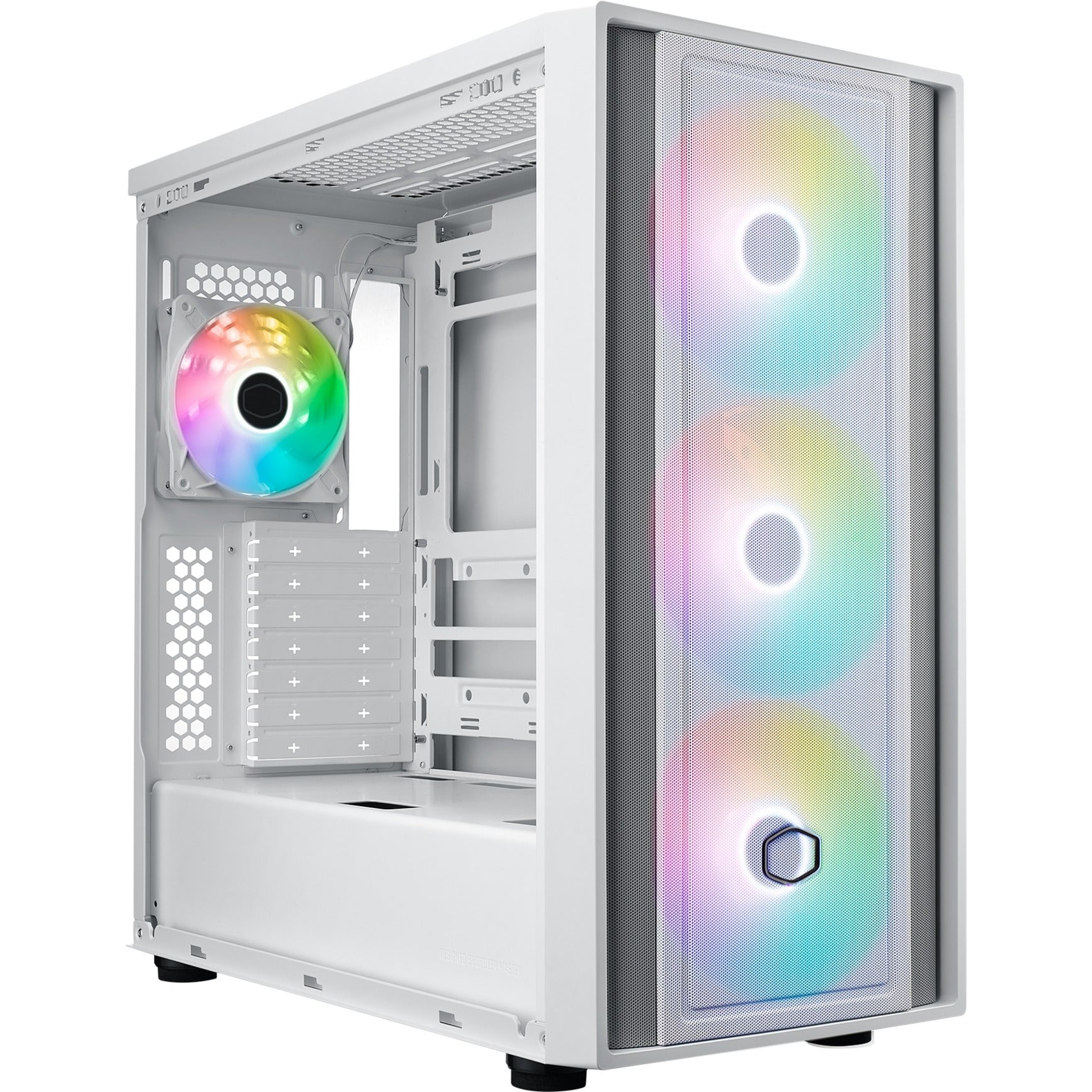 Cooler master masterbox 600 midi tower behuizing (wit | 2x usb-a | 1x usb-c | rgb | tempered glass)