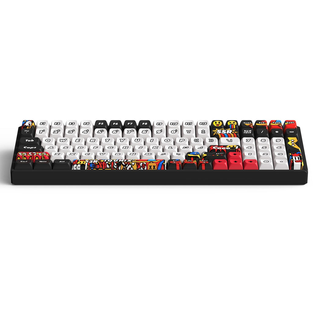 Iqunix f97 graffiti diary wireless mechanical keyboard (zwart, us lay-out (qwerty), cherry mx brown, 96%, rgb leds, hot-swappable, pbt, 2.4ghz | bluetooth 5.1 | usb-c)