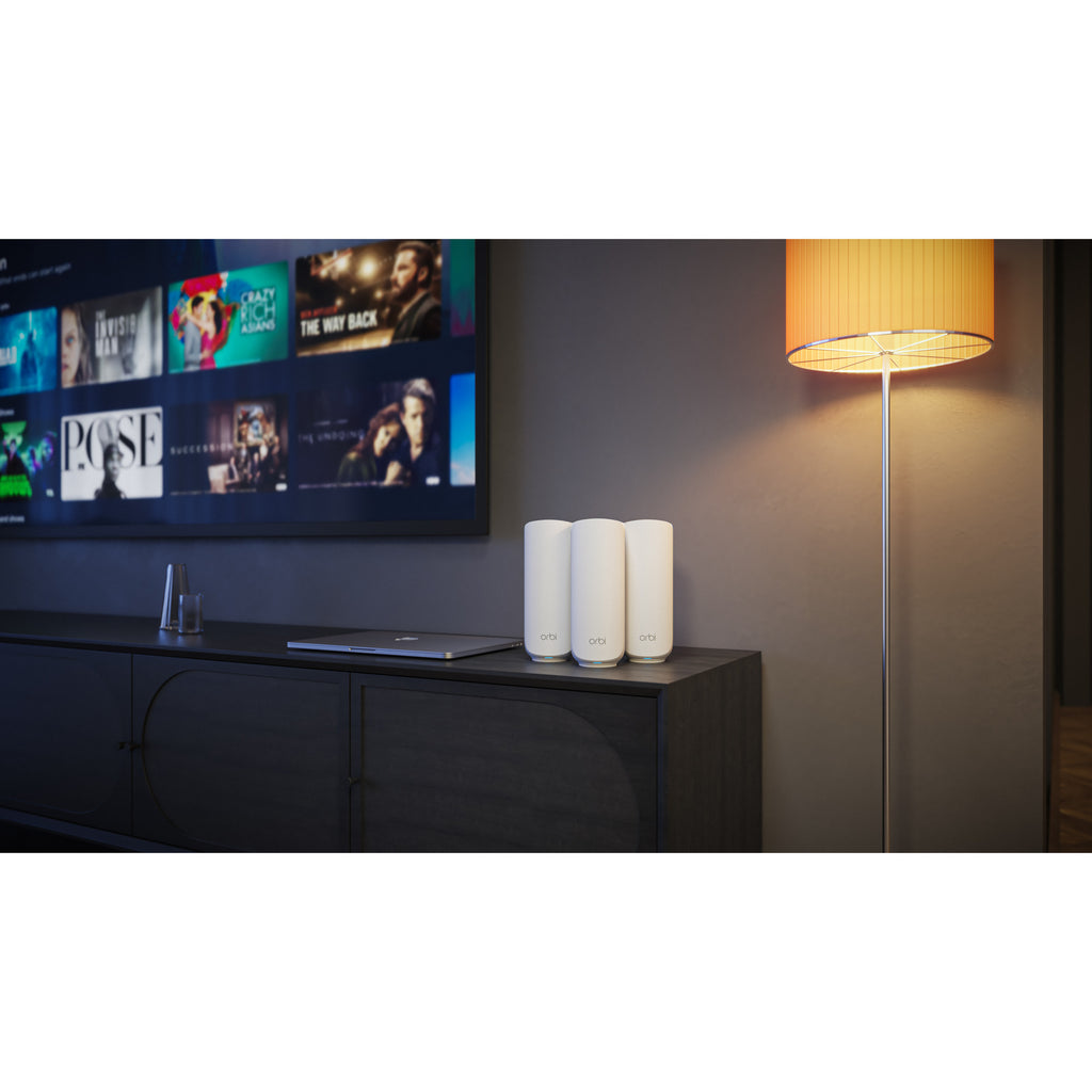 Netgear orbi 370 wifi mesh systeem, dual-band wifi 7-mesh systeem, 3 stuks mesh router (wit, 1x orbi wifi 7-router (rbe371), 2x orbi wifi 7-satellieten (rbe370))