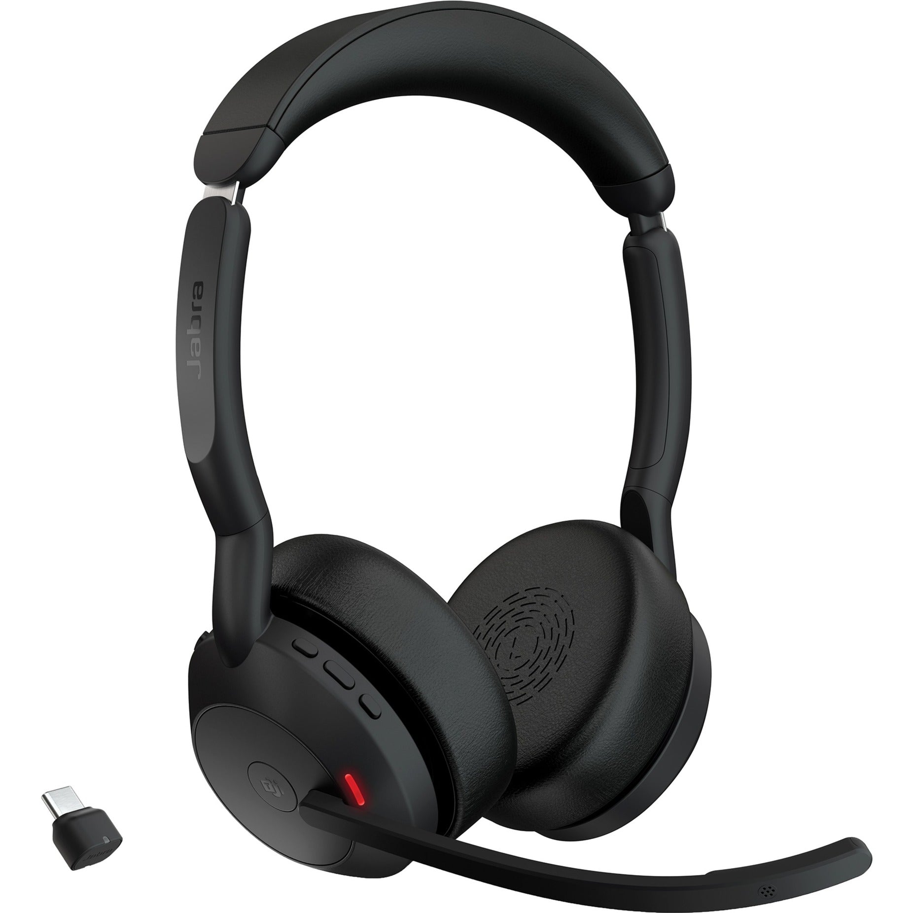 Jabra evolve2 55, incl. oplaadstandaard on-ear headset (zwart, stereo, uc, usb-c, link380c)