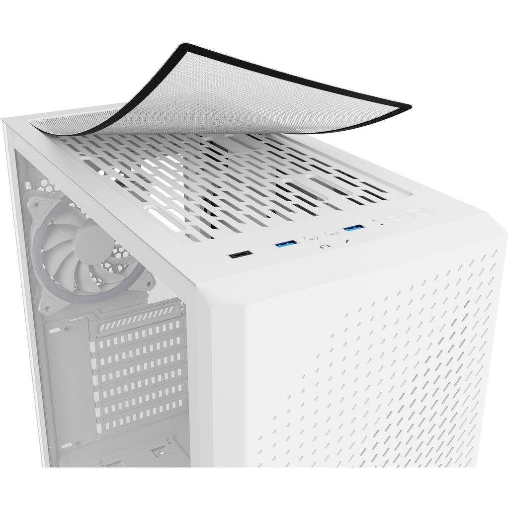 Sharkoon vs9 rgb white midi tower behuizing (wit | 2x usb-a | 1x usb-c | rgb | tempered glass)