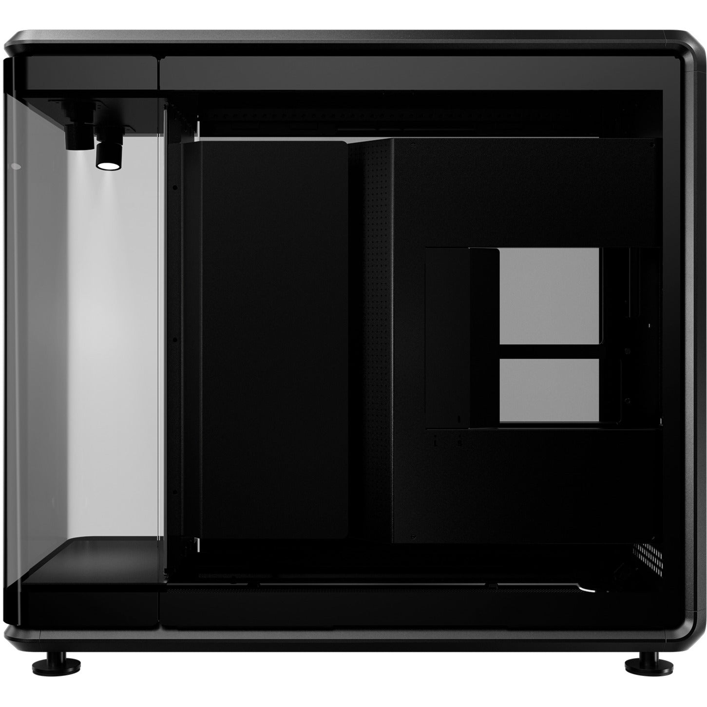 Cooler master masterframe 360 panorama showcase behuizing (zwart | 2x usb-a | 1x usb-c | rgb | tempered glass)