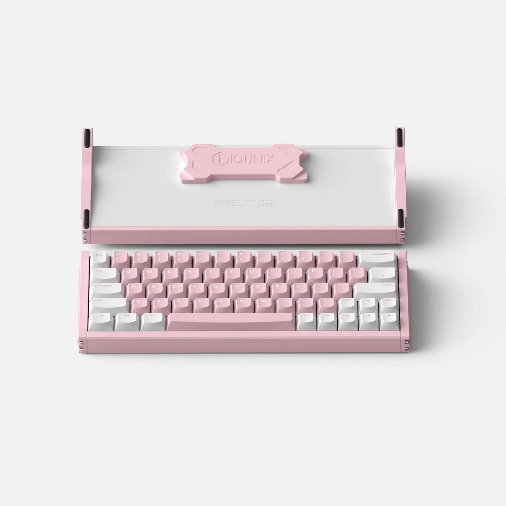 Iqunix ez63 pink magnetic switch gaming he keyboard (wit, us lay-out (qwerty), gateron jade pro, 60%, rgb, double shot pbt keycaps)