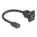 Delock d-type usb 5 gbps cable type-a female to type-a female kabel (zwart, 20cm)