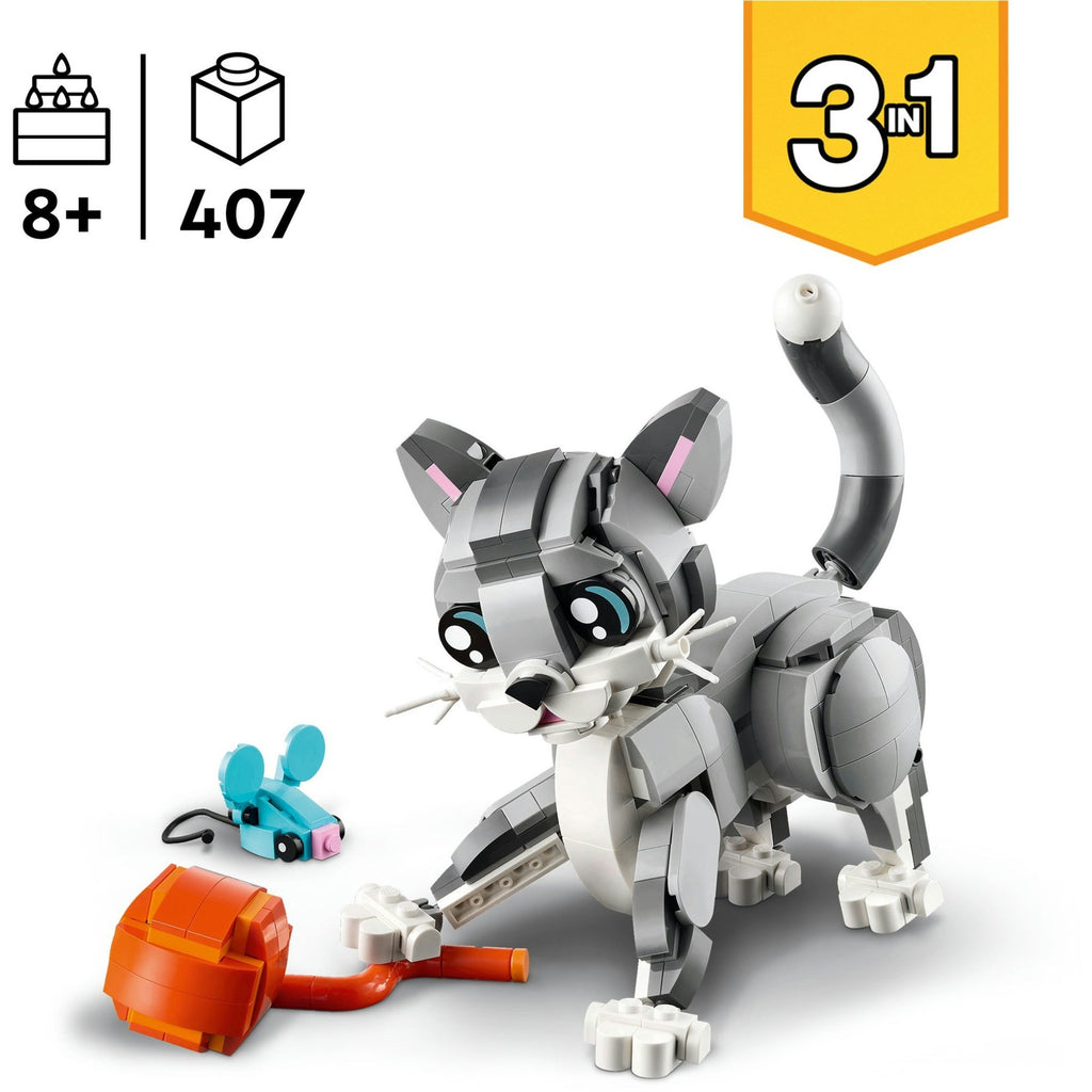 Lego creator 3in1 speelse kat, hond en duif speelgoed voor meisjes en jongens 8 jaar vanaf 31163