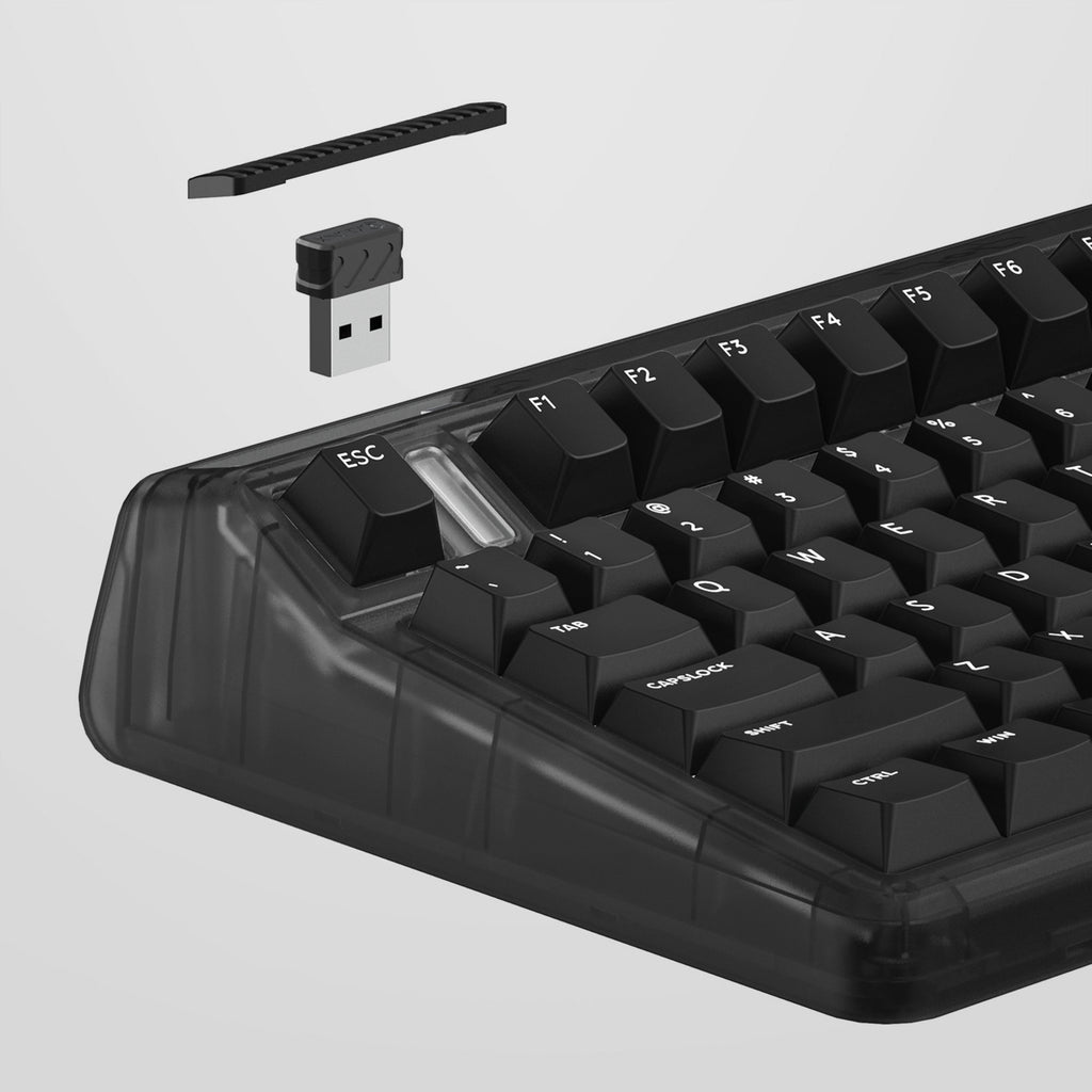 Iqunix og80 dark side wireless mechanical keyboard (zwart, us lay-out (qwerty), gateron red, 80% (tkl), rgb leds, hot-swappable, pbt, 2.4ghz | bluetooth 5.1 | usb-c)