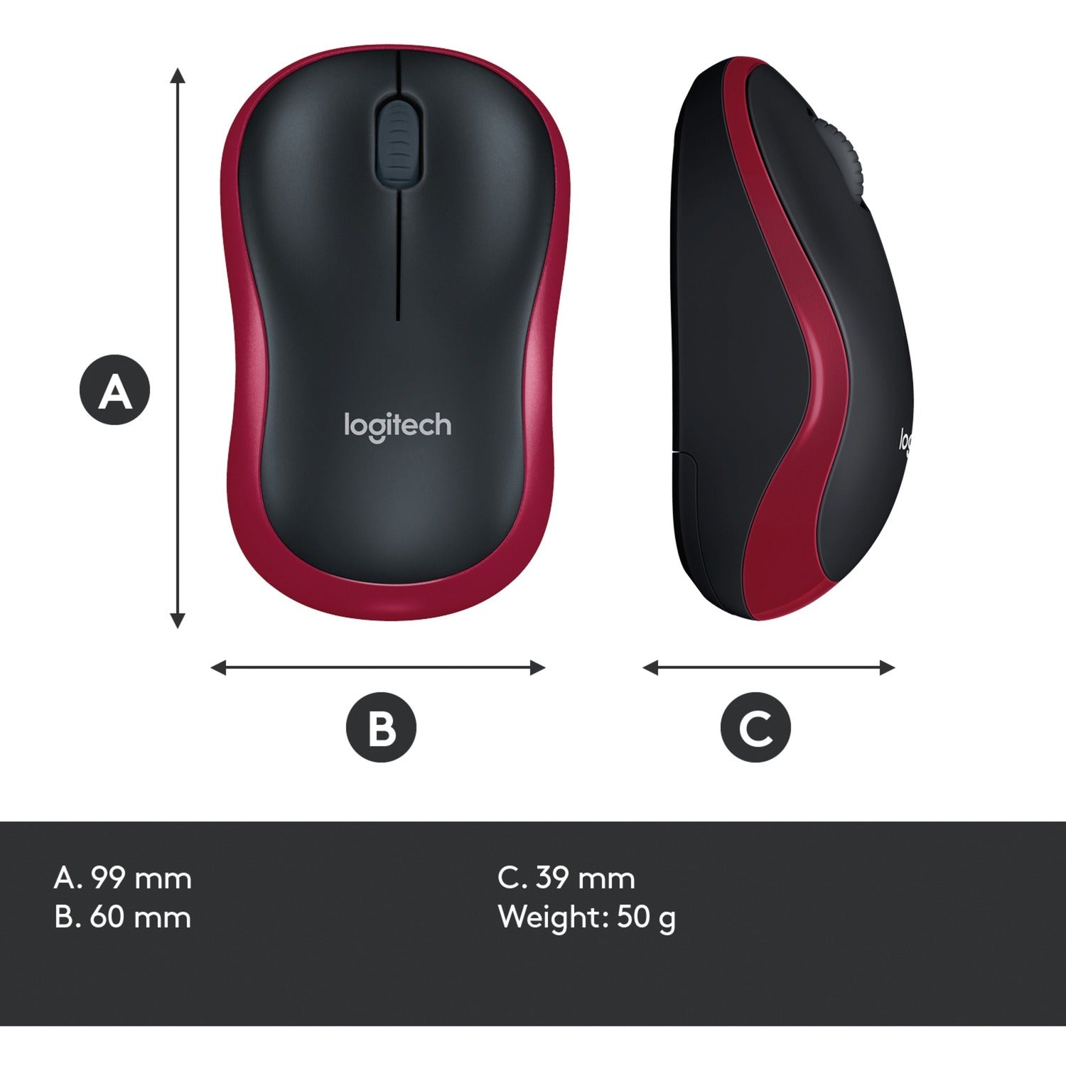 Logitech wireless mouse m185 (rood, retail)