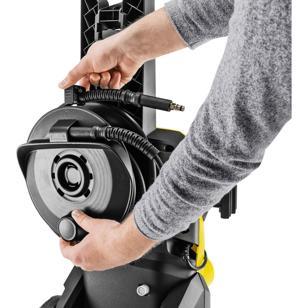 Kärcher k 4 wcm premium hogedrukreiniger (geel zwart, met vuilfrees en slanghaspel)