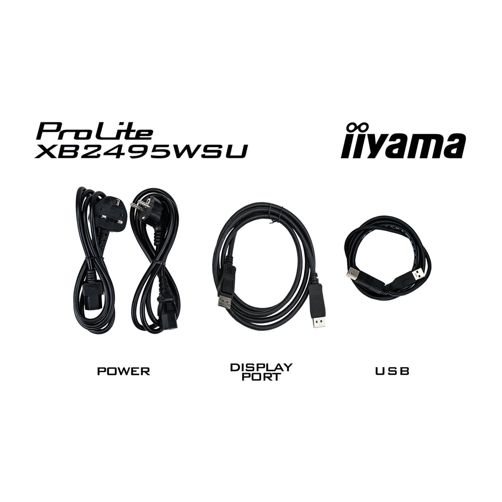 Iiyama prolite xb2495wsu-b1 24.1 monitor (zwart, 100 hz, hdmi, displayport, usb, audio)