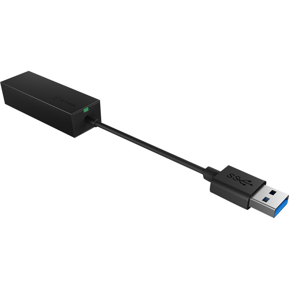 Icy box ib-ac501a, usb 3.0 > rj-45 adapter (zwart)