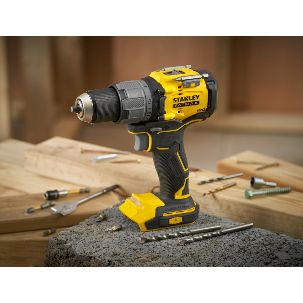 Stanley fatmax v20 18v borstelloze schroefklopboormachine (geel zwart, accu en oplader niet inbegrepen)