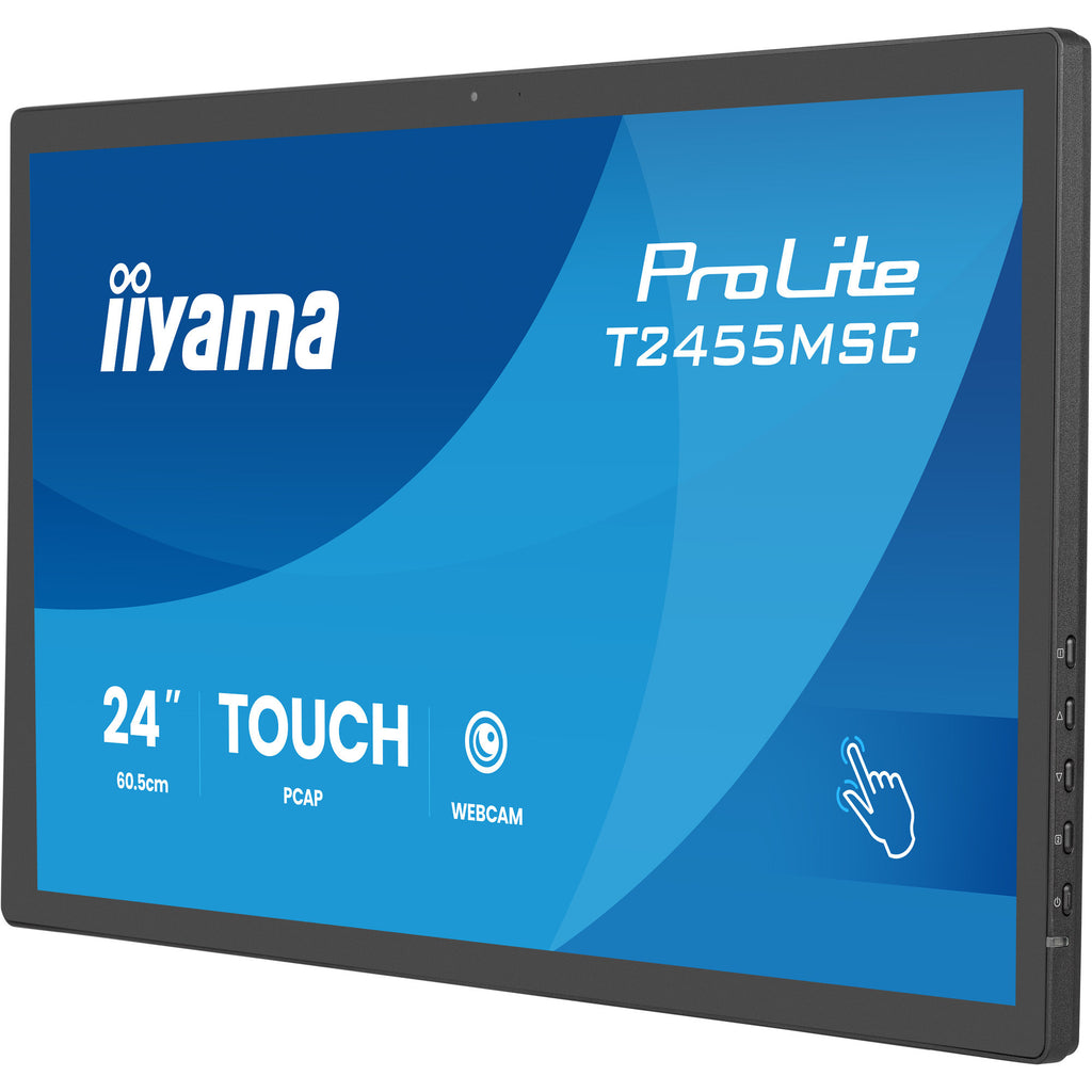 Iiyama prolite t2455msc-b2 23.8 touchscreen monitor (zwart, 1x displayport, 1x hdmi, 2x usb-a, 120 hz, webcam)
