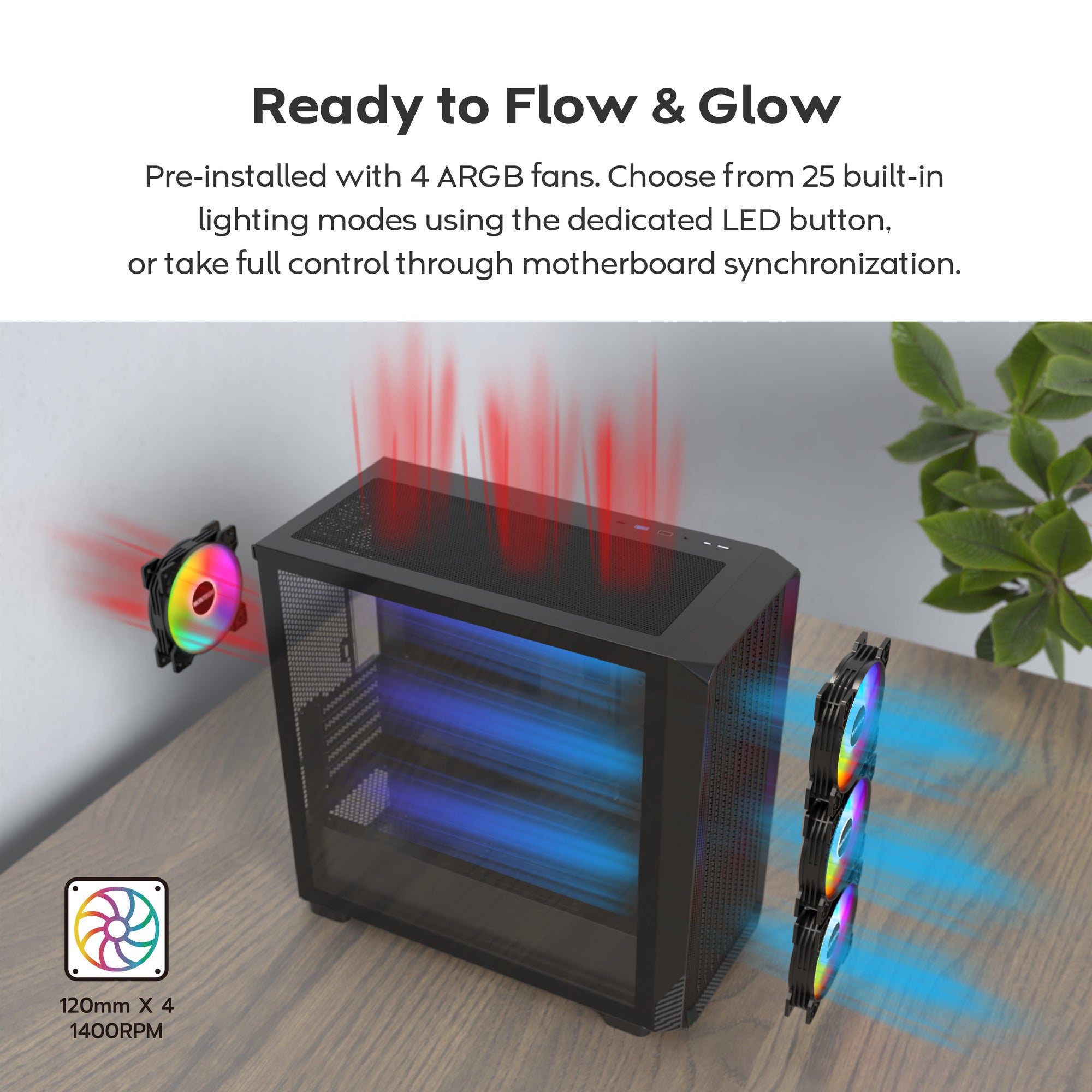 Montech x5m midi tower behuizing (zwart | 2x usb-a | 1x usb-c | rgb | tempered glass)