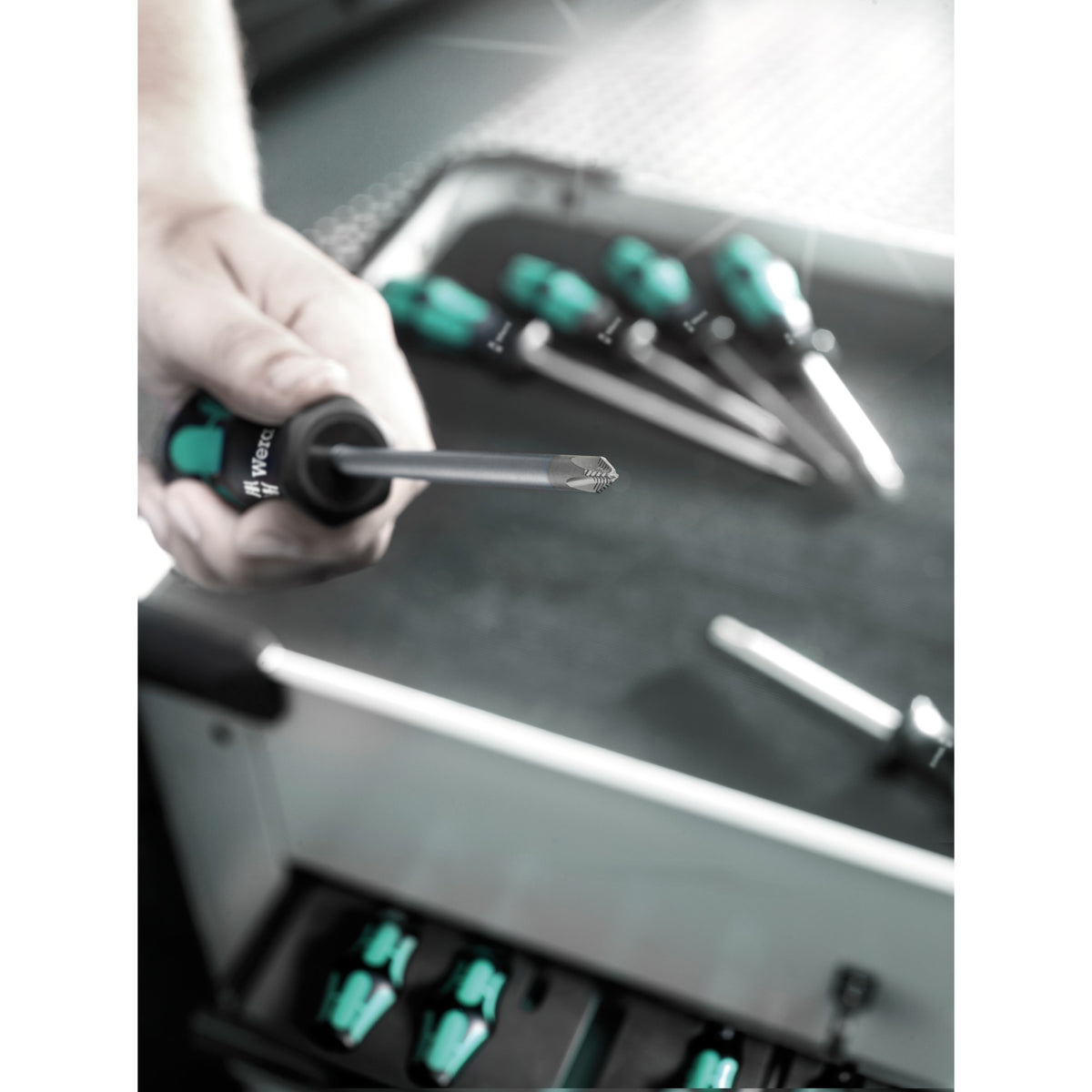 Wera schroevendraaierset 334 335 6 kraftform plus, lasertip met rek (zwart groen, 6-delig)