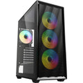 Sharkoon vk4 argb midi tower behuizing (zwart | 2x usb-a | rgb | tempered glass)