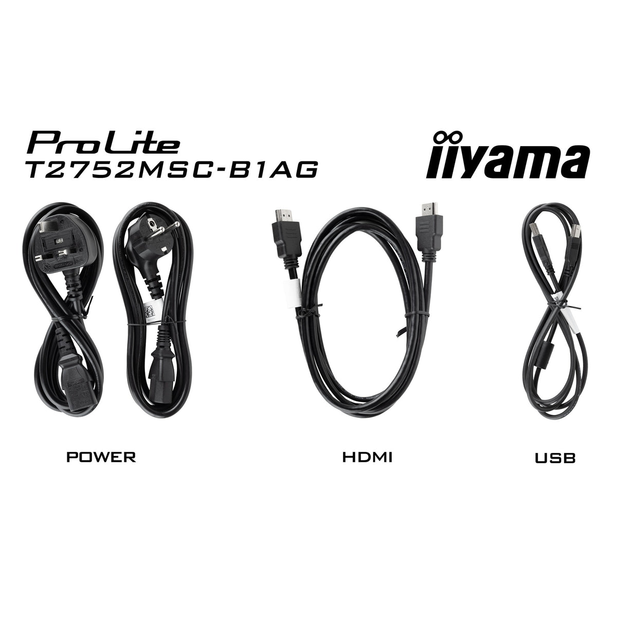 Iiyama prolite t2752msc-b1ag 27 touchscreen monitor (zwart, 1x displayport, 1x hdmi, 2x usb-a)