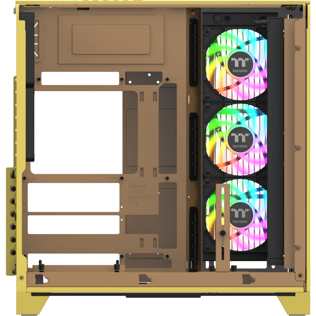 Thermaltake view 390 air butter caramel midi tower behuizing (geel | 2x usb-a | 1x usb-c | tempered glass)