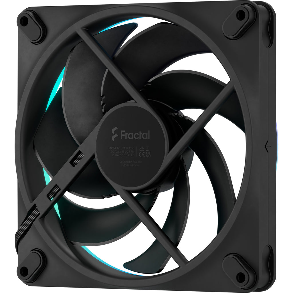 Fractal design momentum 14 rgb case fan (zwart, 140 x 140 x 25 mm, pwm)