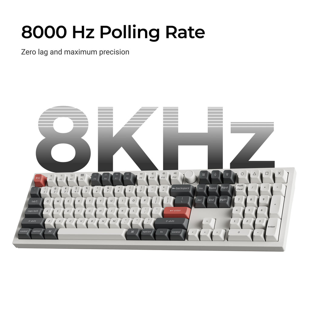 Keychron q6 ultra-m1 8k wireless custom mechanical keyboard (zwart, us lay-out (qwerty), silk pom red, 100%, rgb, hot swap, 8k, 2.4 ghz bluetooth 5.2 usb-c)