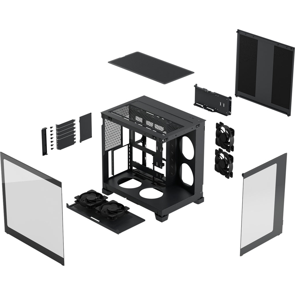 Fractal design pop 2 vision midi tower behuizing (zwart | 1x usb-a | 1x usb-c | tempered glass)