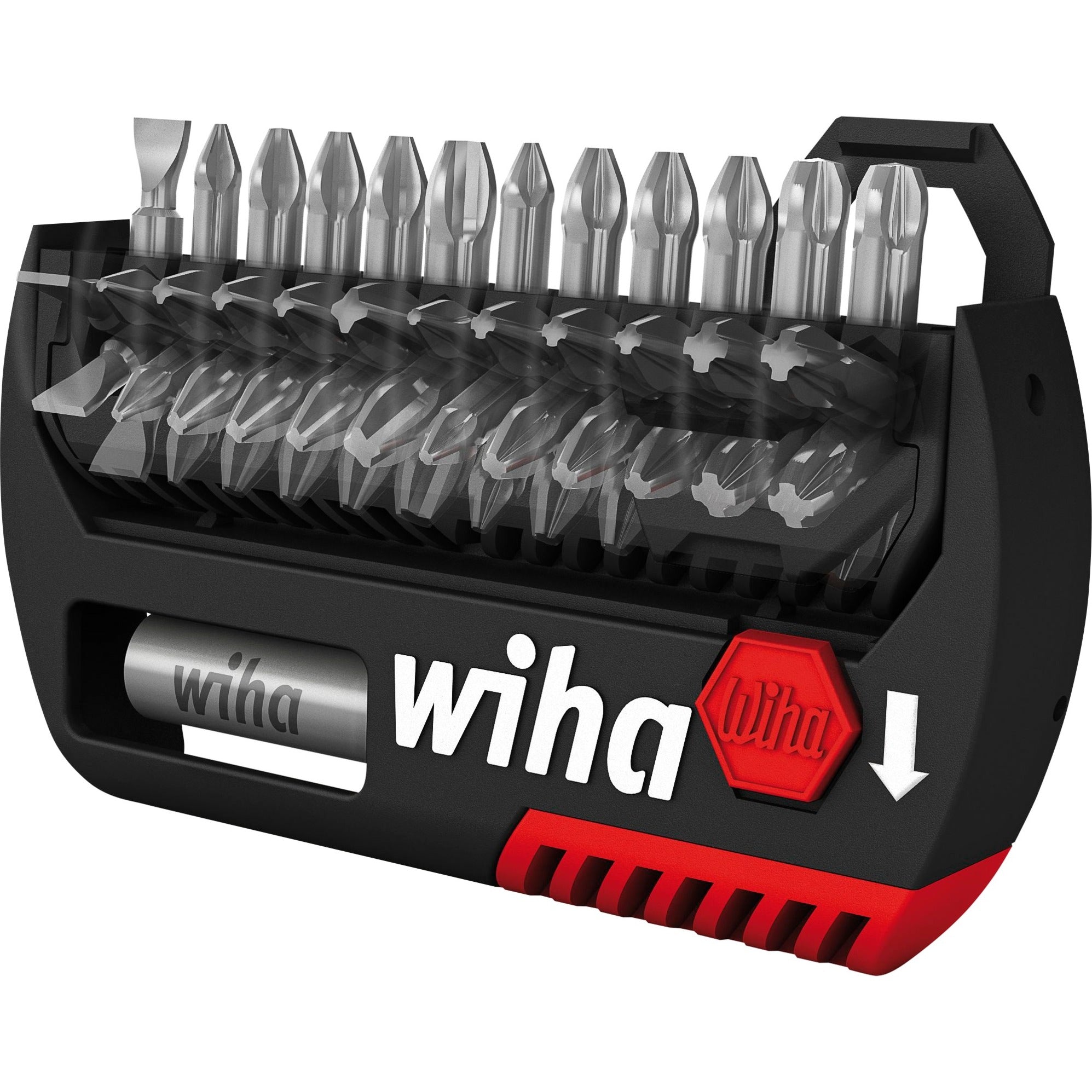 Wiha bitset flipselector standard 25 mm (zwart rood, torx® 13-delig 1 4 c6,3 met riemclip)