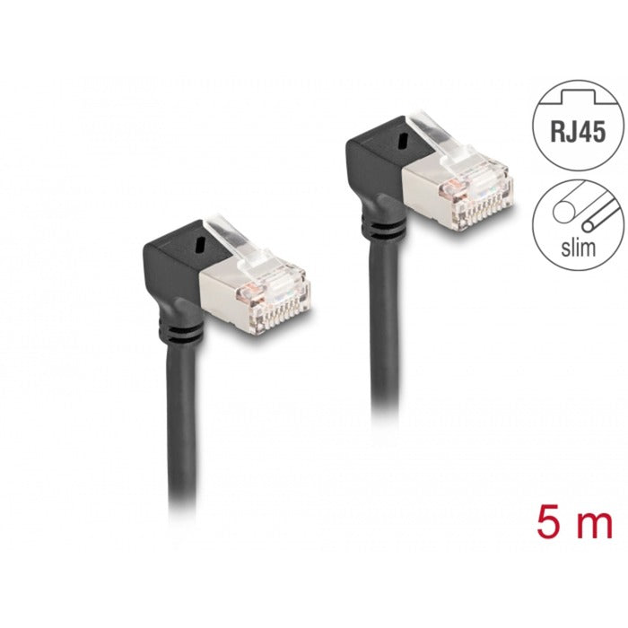 DeLOCK RJ45 Netzwerkkabel Cat.6A S/FTP Slim 90° Nacht unten
