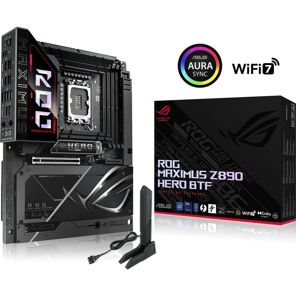 Asus rog maximus z890 hero btf socket 1851 moederbord (zwart, raid, 5 gb-lan, wi-fi 7, bt, sound, atx)