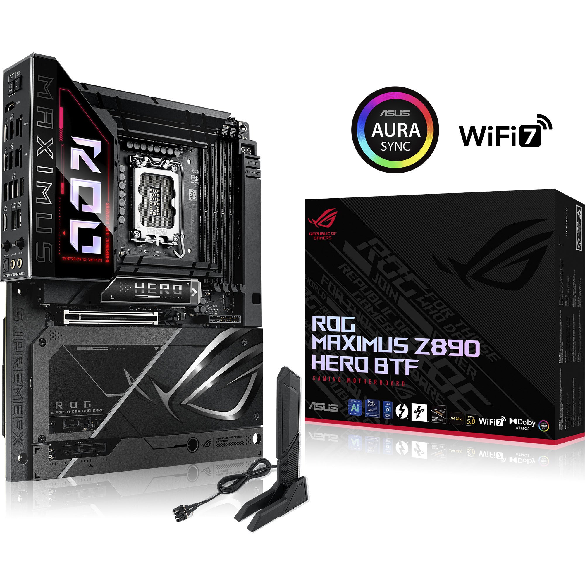 Asus rog maximus z890 hero btf socket 1851 moederbord (zwart, raid, 5 gb-lan, wi-fi 7, bt, sound, atx)
