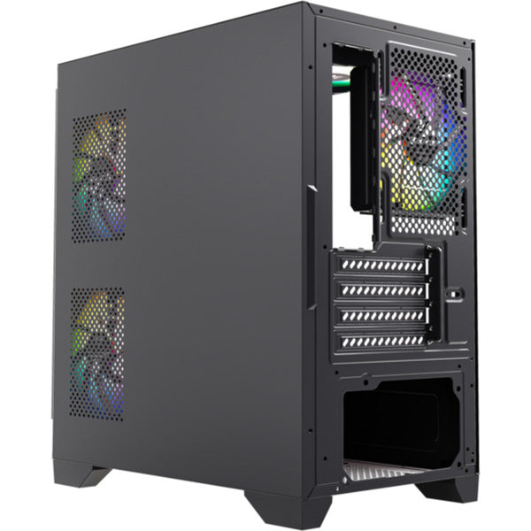 Xyz pc gear titanium view lite midi tower behuizing (zwart | 2x usb-a | tempered glass)