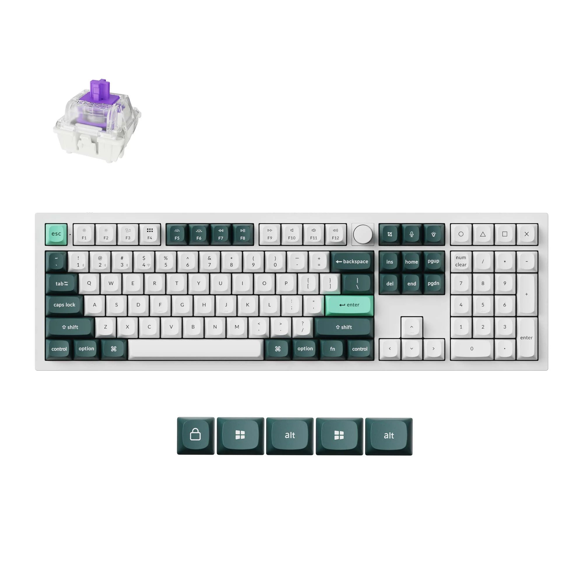 Keychron q6 he-p1, toetsenbord (wit, us lay-out, gateron double-rail magnetic nebula, rgb, osa profile double-shot pbt keycaps, hot swap, usb-c 2.4 ghz bluetooth 5.2, knob)