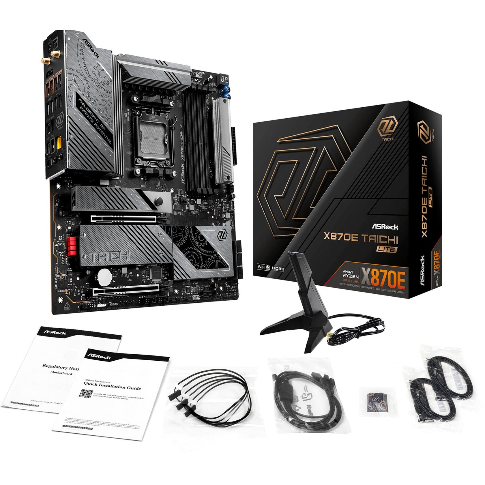 Asrock x870e taichi lite socket am5 moederbord (raid, 5 gb-lan, wi-fi 7, bt, e-atx)