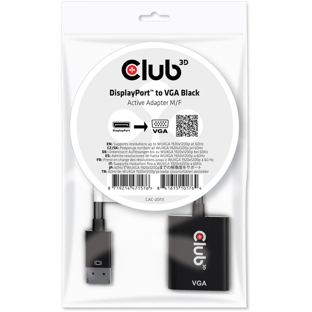 Club 3d displayport 1.1 naar vga active adapter (zwart)