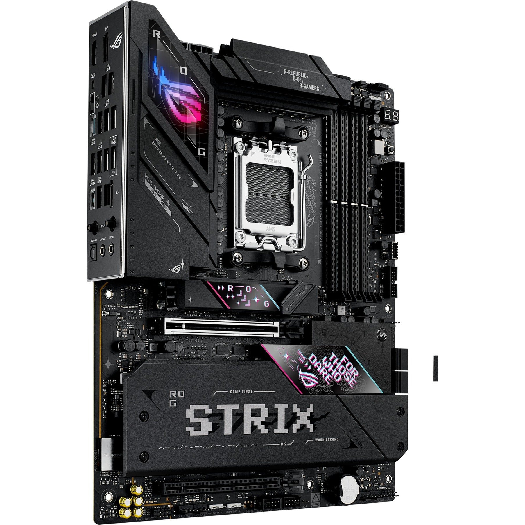 Asus rog strix b850-e gaming wifi socket am5 moederbord (zwart, raid, 5gb-lan, wi-fi 7, bt, sound, atx)