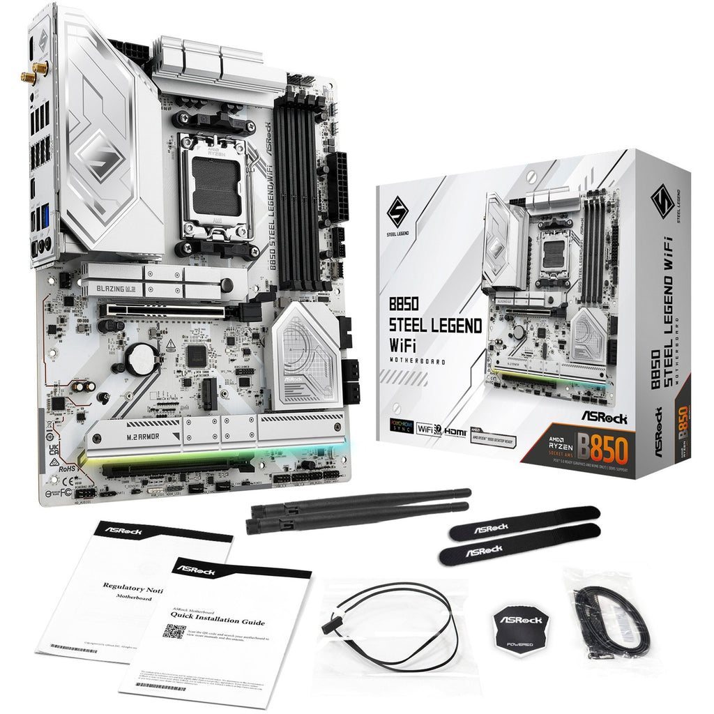 Asrock b850 steel legend wifi socket am5 moederbord (raid, 2.5 gb-lan, wi-fi 7, bt, sound, atx)