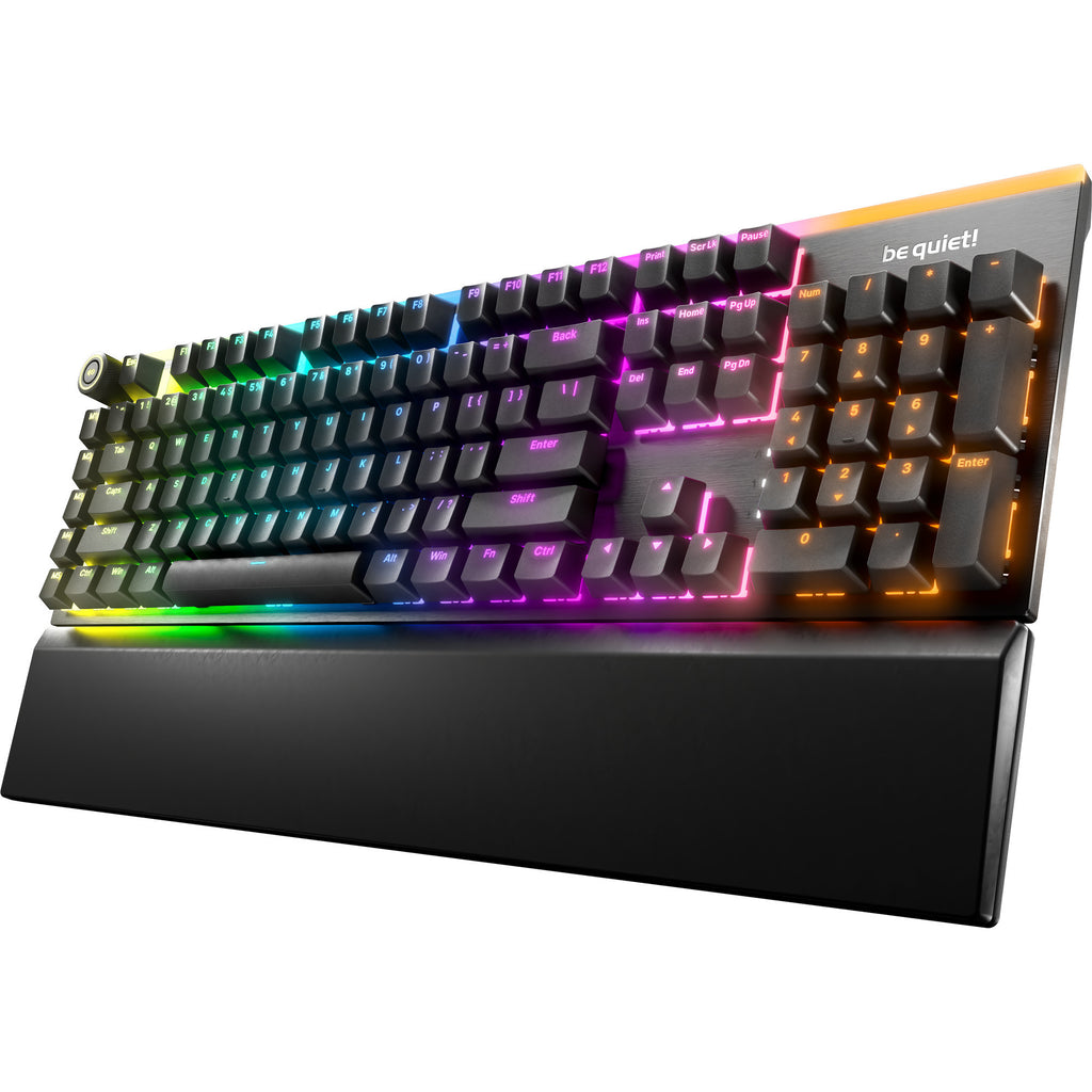 Be quiet! light mount silent tactile rgb mechanisch gaming toetsenbord (zwart, us lay-out (qwerty), silent tactile, 100%, argb, pbt double-shot keycaps)