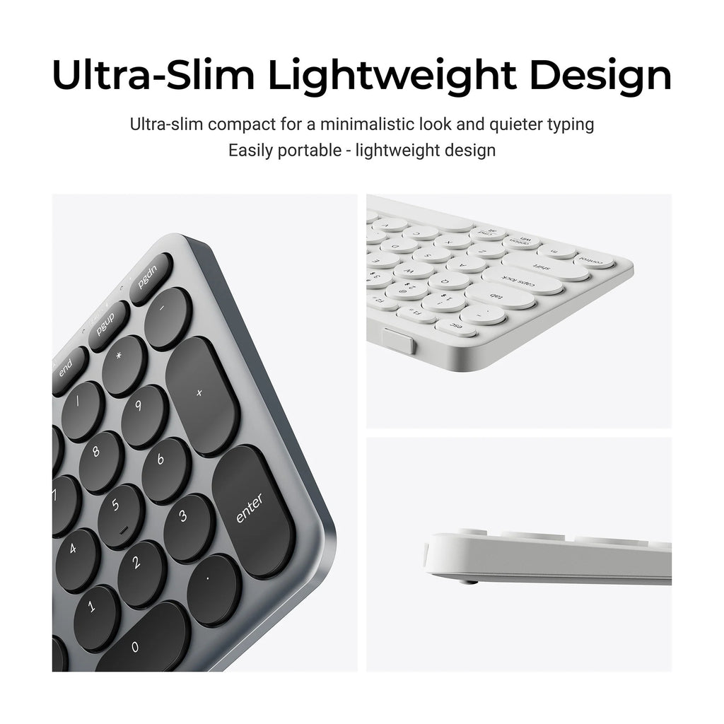 Keychron b5 pro-k8 toetsenbord (wit, us lay-out (qwerty), scissor switches, 100%, abs keycaps, 2.4 ghz bluetooth usb)