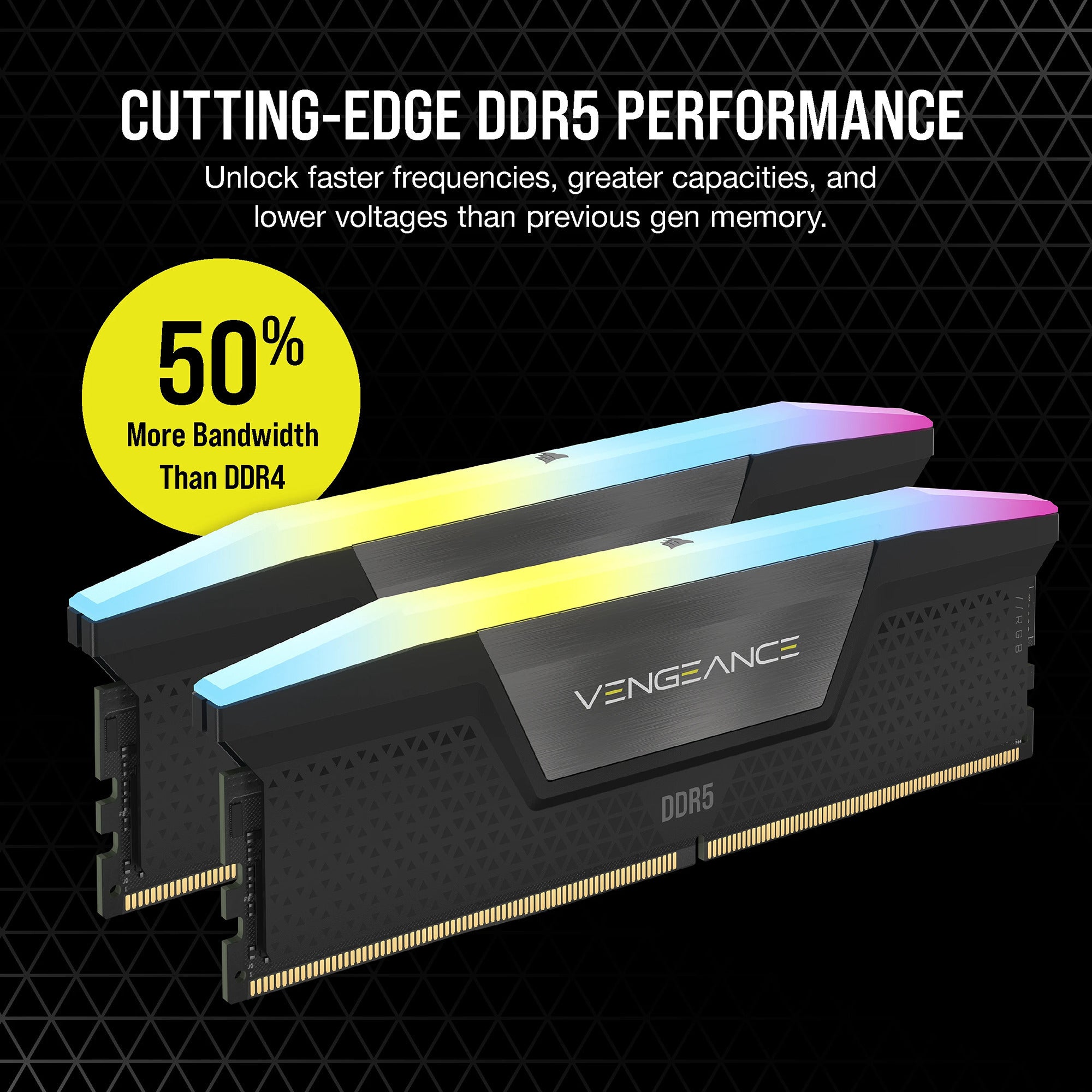 Corsair vengeance rgb 32 gb ddr5-6000 (2x 16 gb) werkgeheugen (zwart, cmh32gx5m2b6000c38, xmp 3.0)
