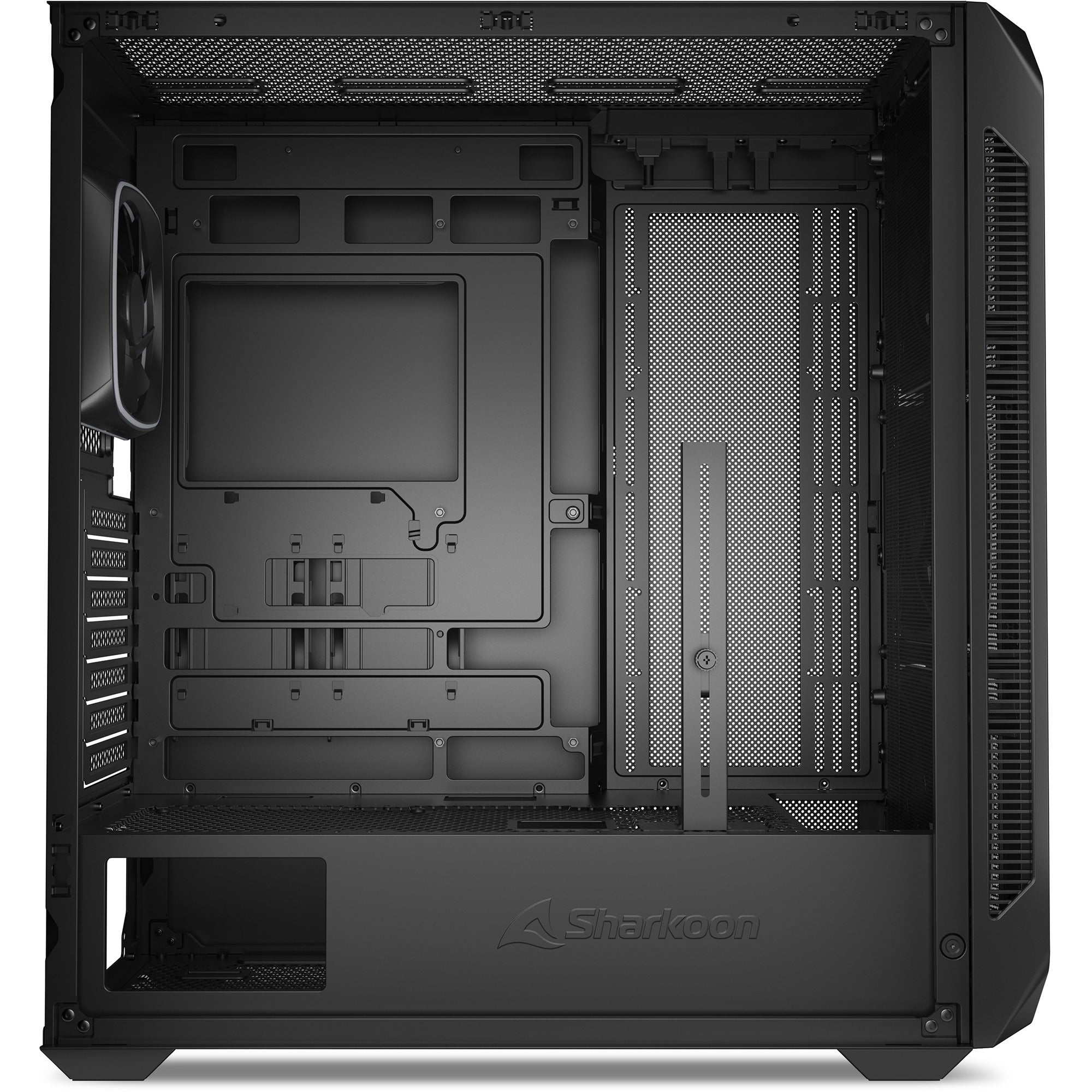 Sharkoon ak5m rgb midi tower behuizing (zwart | 2x usb-a | 1x usb-c | rgb | tempered glass)