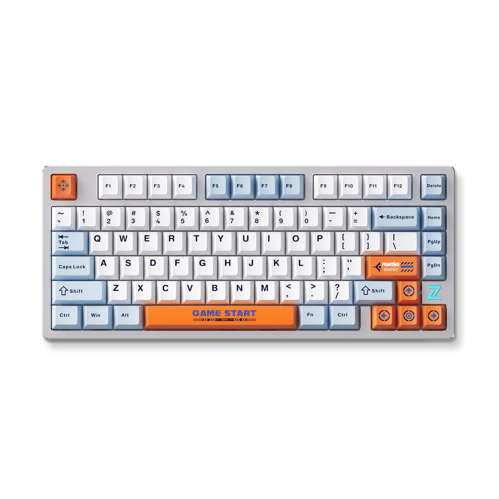 Mchose z75s orange blue snow tiger metal top cover wireless mechanical rgb toetsenbord (grijs, us lay-out (qwerty), ttc snow tiger, 75%, rgb, hot swap, double-shot pbt, draadloos | bluetooth | usb-c)