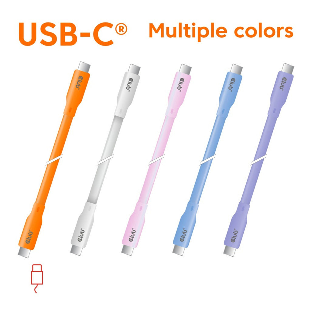 Club 3d gen2x2 type-c bi-directional, 2 meter kabel (lichtblauw, 4k60hz, data 20gbps, pd 240w(48v 5a) epr)