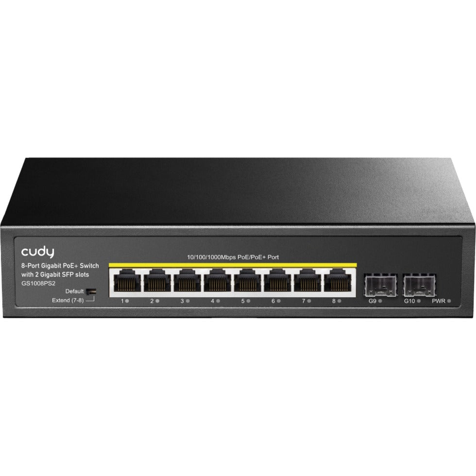 Cudy 8-gbe poe+ switch with 2 uplink sfp (zwart)